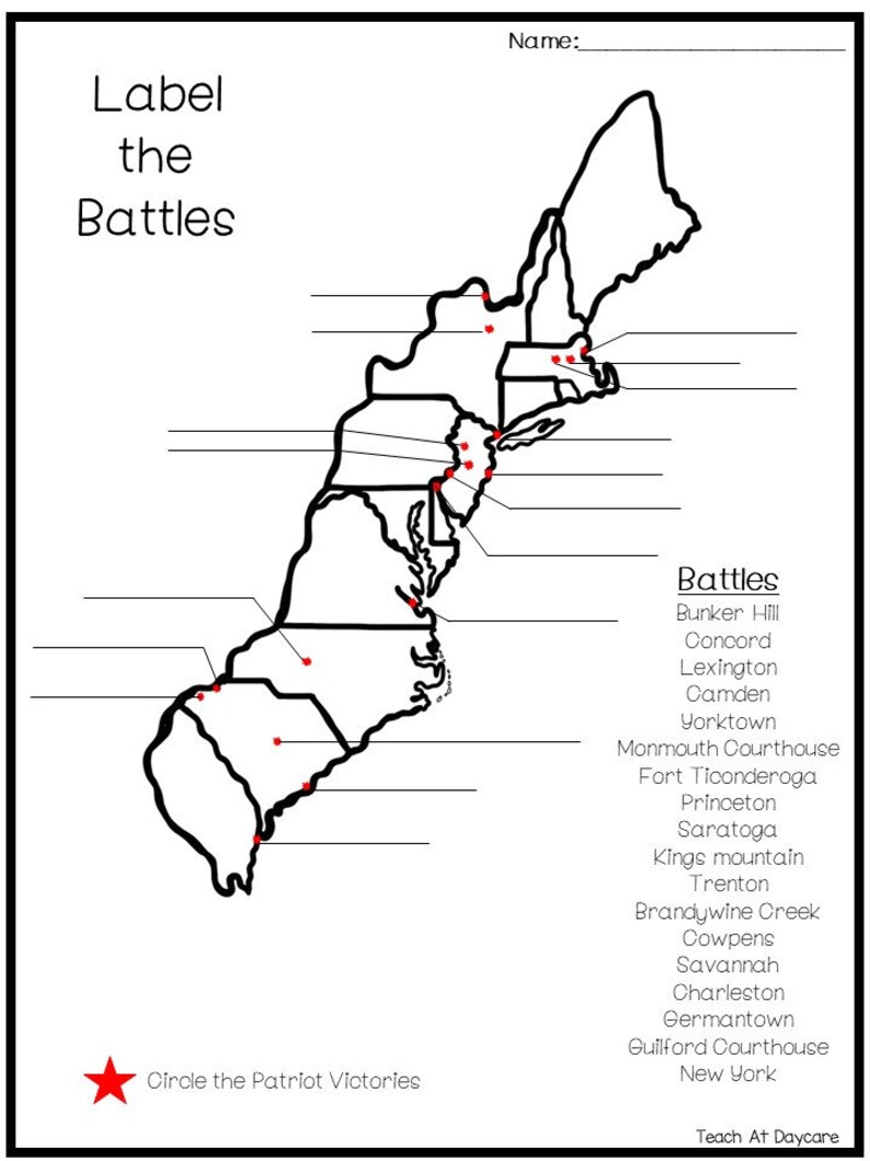 The American Revolutionary War Educational Study Unit. Worksheets ...