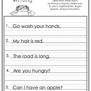 10 printable write the sentence worksheets 1st 3rd grade ela etsy