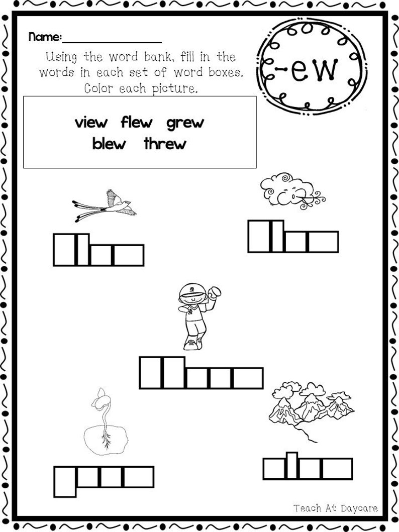 10 Printable Diphthongs Box Write Worksheets. Kindergarten-2nd | Etsy