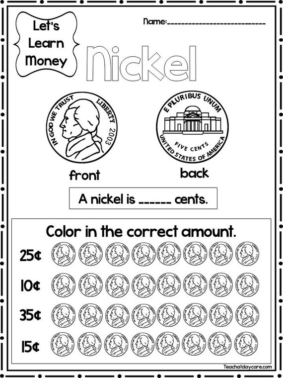 12 printable let s learn money worksheets kdg 2nd grade etsy