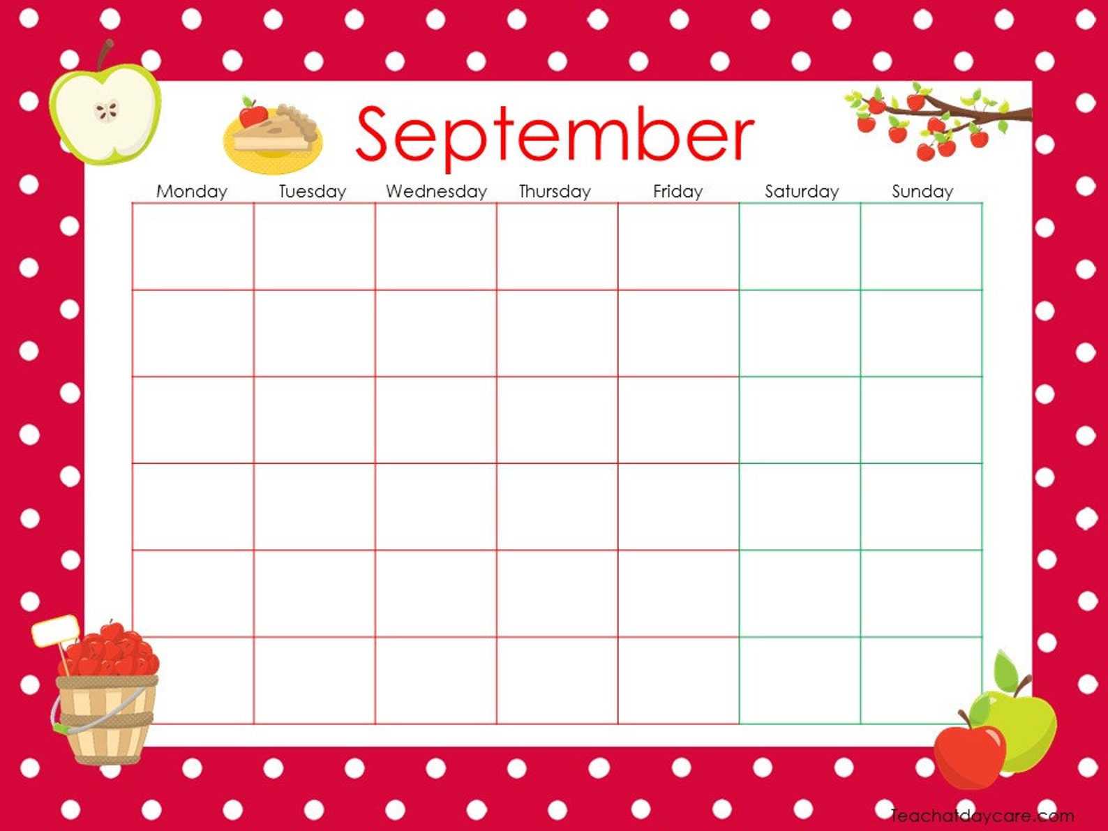 12 Printable Blank Themed Monthly Calendars. Preschool and | Etsy