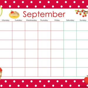 12 Printable Blank Themed Monthly Calendars. Preschool and Elementary ...
