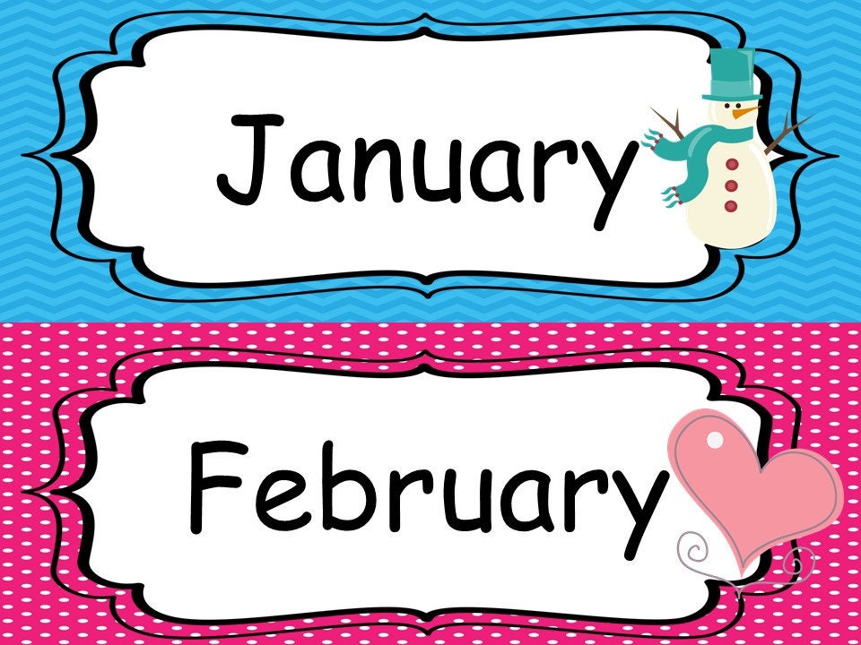 Printable Month Labels and Calendar Squares in a Zip File. Etsy