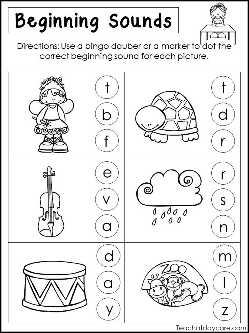 10 printable beginning sounds worksheets preschool 1st grade etsy