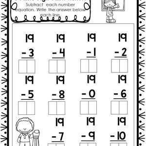 15 Printable Double Digit Subtraction Worksheets. Numbers 11-20 ...