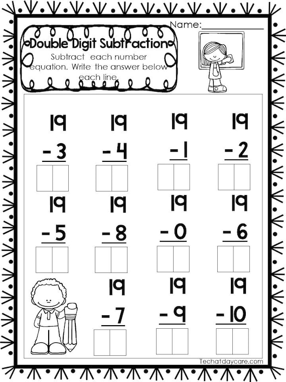 15 Printable Double Digit Subtraction Worksheets. Numbers ...