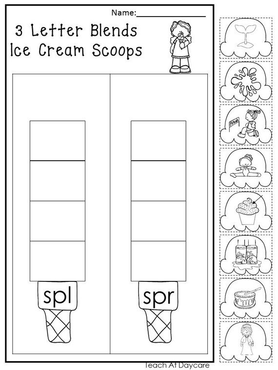 10 printable 3 letter blends and trigraphs ice cream etsy