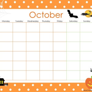 12 Printable Blank Themed Monthly Calendars. Preschool and Elementary ...