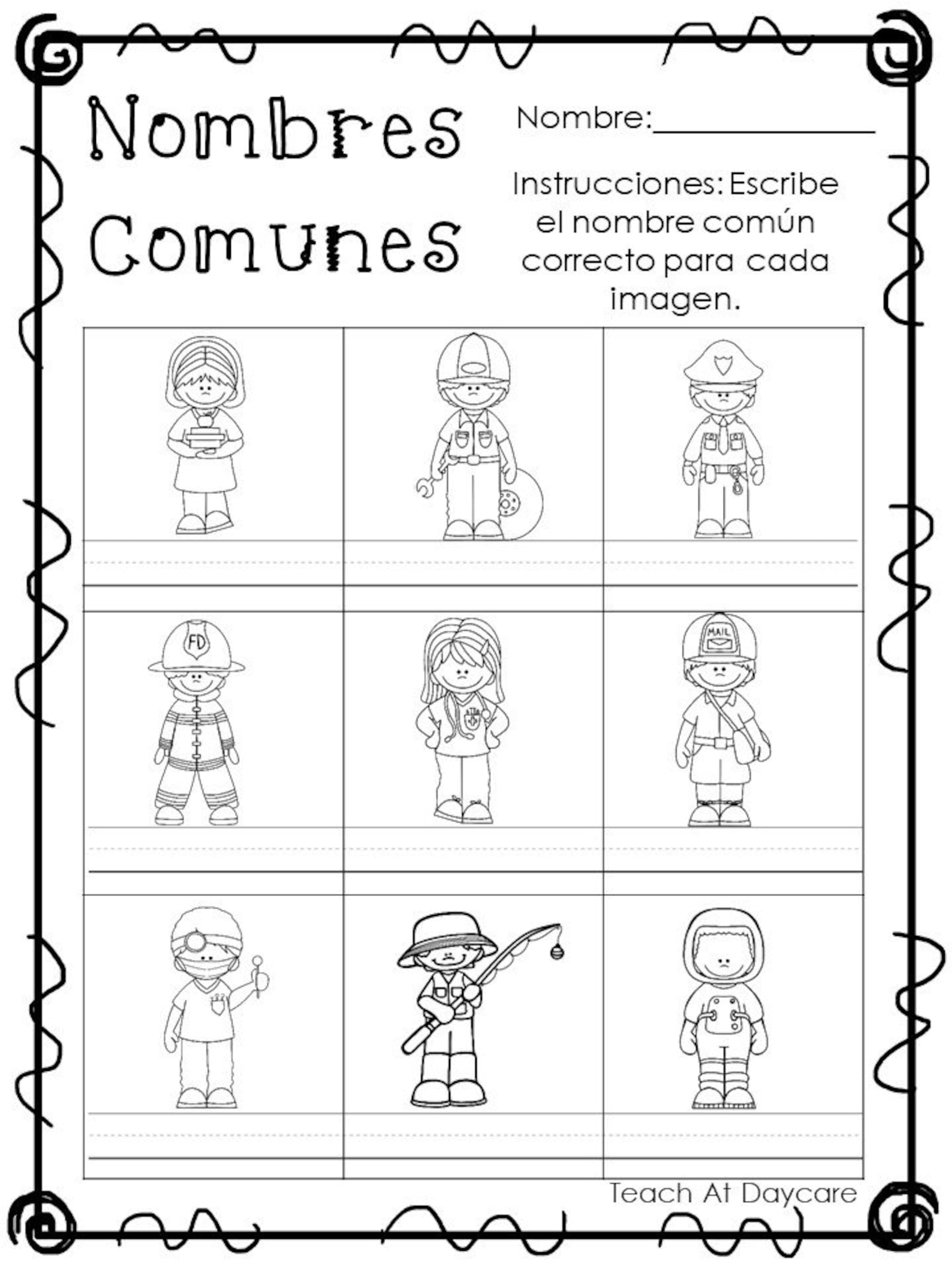 10 Printable Spanish Common Nouns Worksheets. ESL. ELA. - Etsy