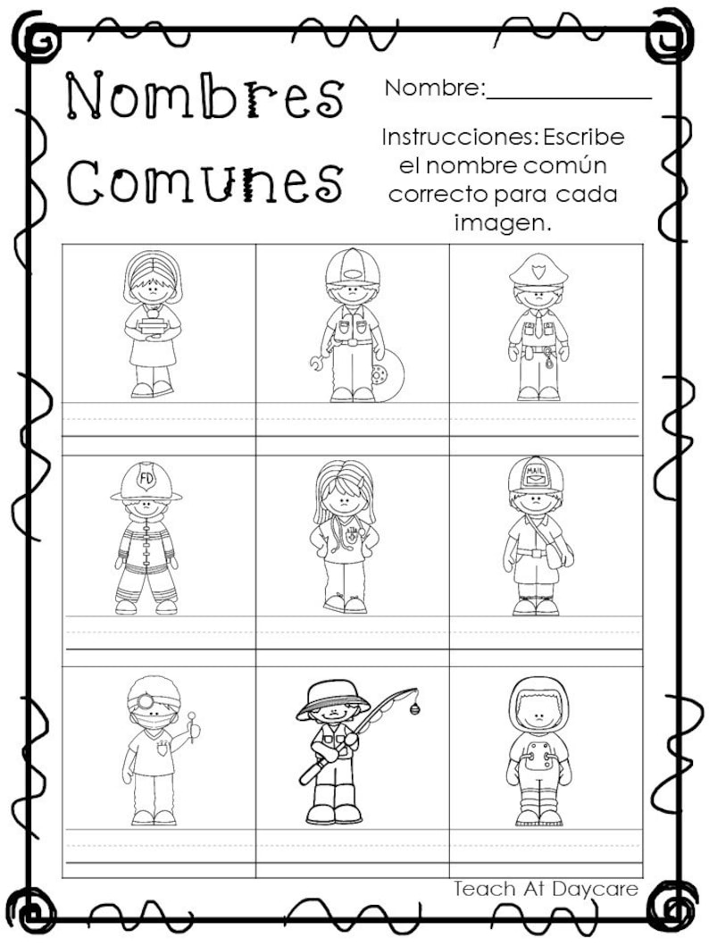 10 Printable Spanish Common Nouns Worksheets. ESL. ELA. | Etsy