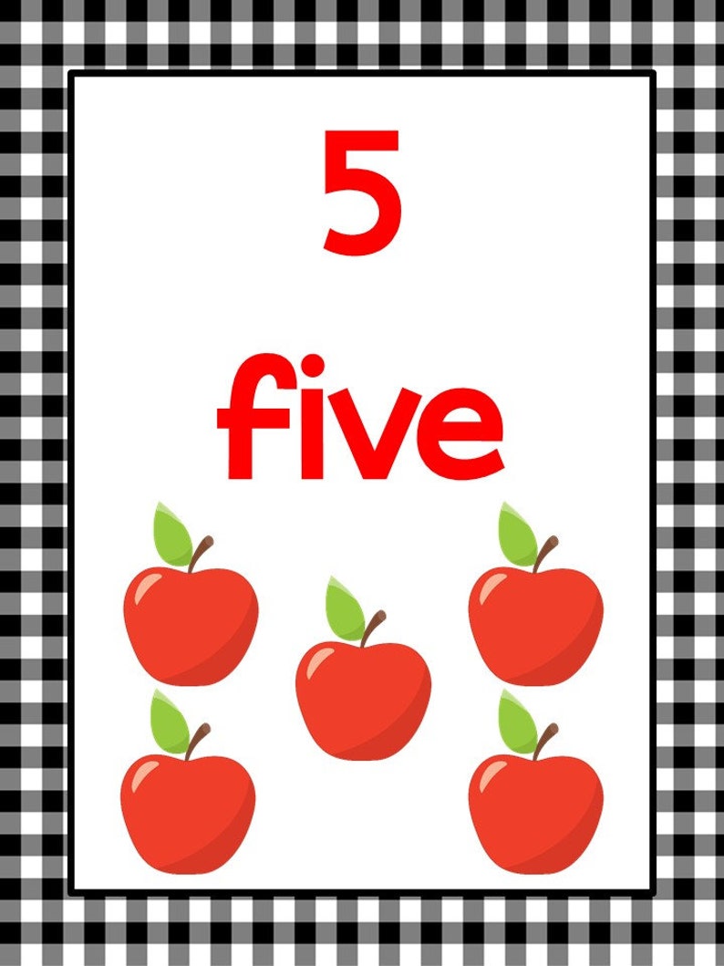 20 printable apple themed numbers posters numbers 1 20 etsy