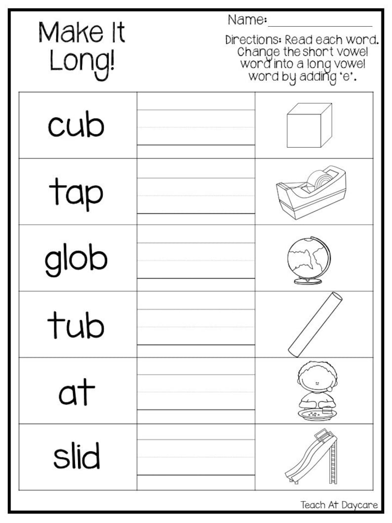 10 Printable Silent 'E' Worksheets. 1st-2nd Grade ELA | Etsy