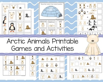 30 Printable Arctic Animals Preschool Educational Games Download. Games and Activities in PDF files.