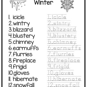 Second Grade Winter Themed Words Spelling Activity. Supplemental ...