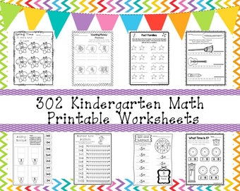 302 Kindergarten Math Worksheets Download. ZIP file. Preschool-KDG