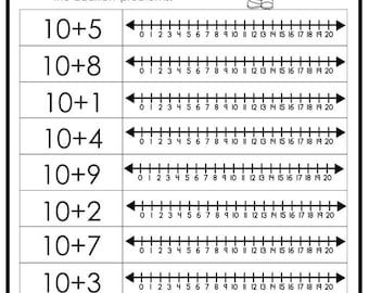 15 printable number line adding worksheets numbers 1 10 etsy