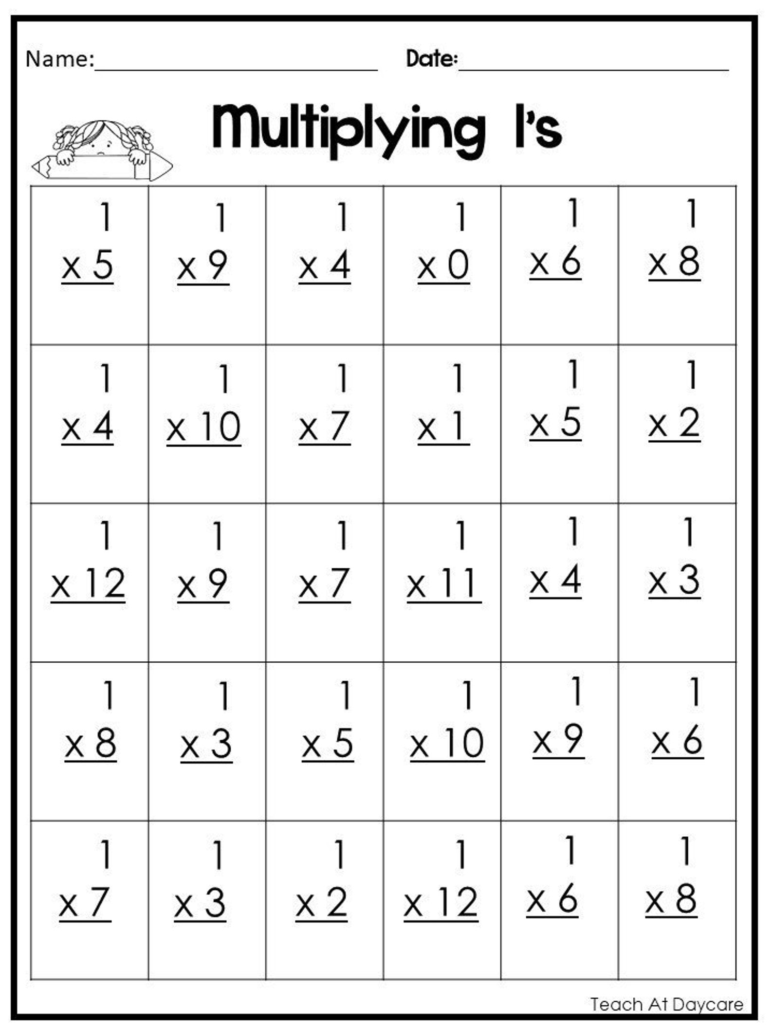 Multiply By 6 Worksheet Printable