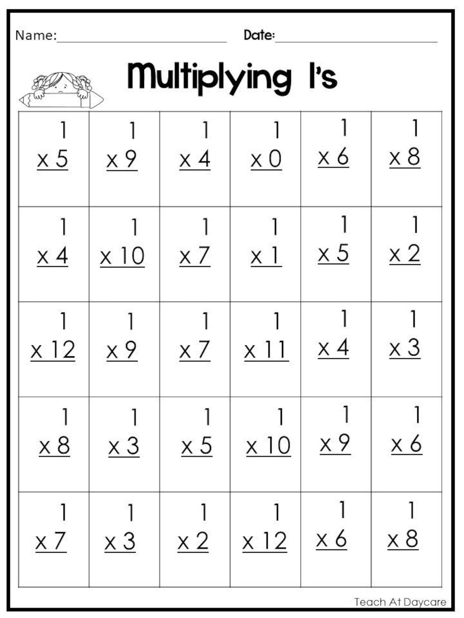 Multiplication 1 12 Printable Worksheets