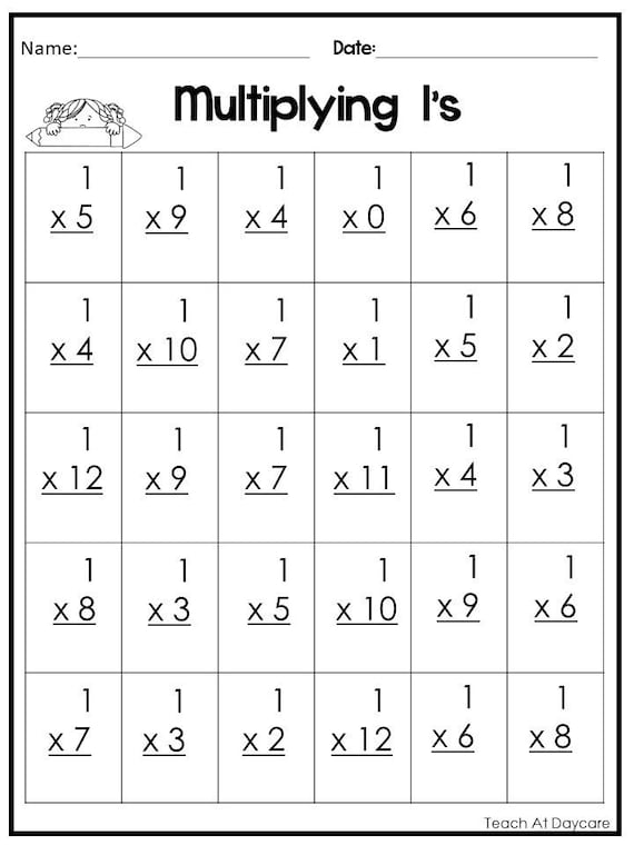 24 printable multiplying practice worksheets numbers 1 12 etsy ireland