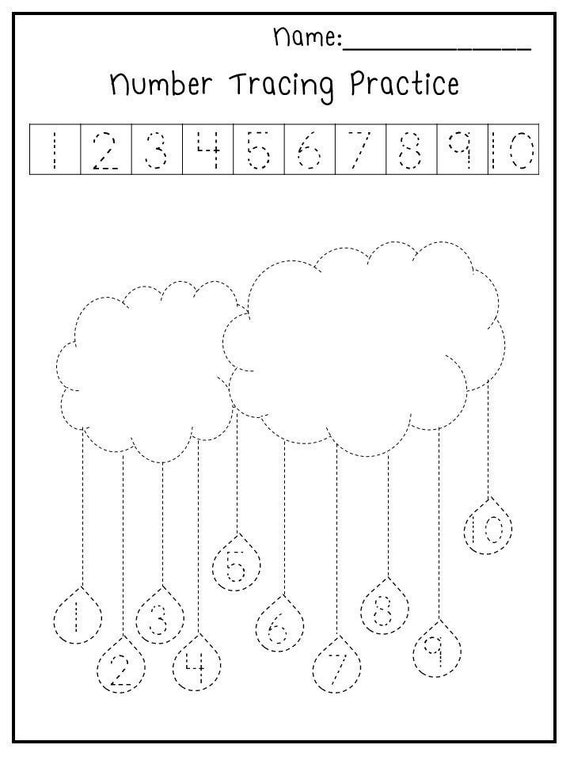 5 Printable Spring Trace The Numbers Worksheets Etsy