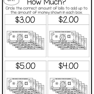 25 Circle the Correct Amount of Money Worksheets. Kindergarten Thru 3rd ...