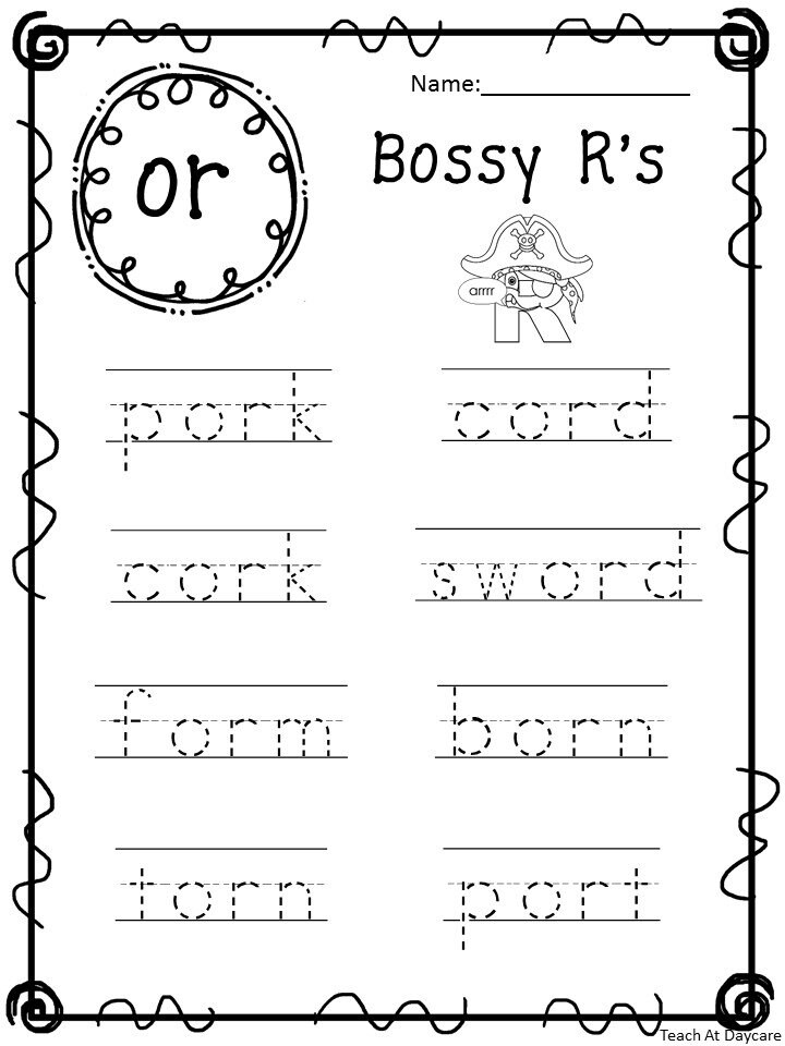 10 printable r controlled vowel trace the words worksheets etsy