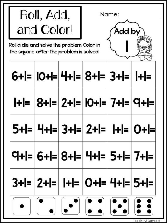 10 printable roll add and color worksheets numbers 1 10 etsy hong kong
