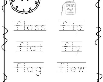 20 printable blends trace the word worksheets etsy