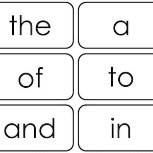 100 afdrukbare Fry's First Hundred Sight Word-flashcards. Zichtwoorden kleuterschool-1e leerjaar. Hoogfrequente woordflashcards.