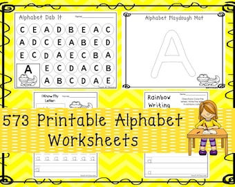 573 Alphabet Worksheets Download. Preschool-Kindergarten. Worksheets in ZIP