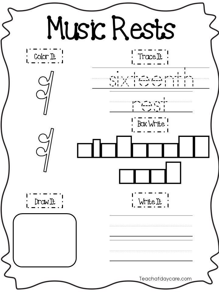 20 Music Notes, Rests, and Symbols Worksheets. Preschool-5th Grade ...