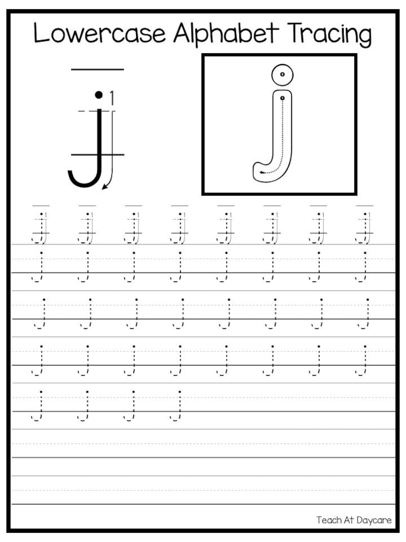 26 printable lowercase alphabet tracing worksheets etsy