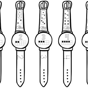 4 Printable Number Watches. Numbers 1-10. Preschool-Kindergarten Numbers and Math.