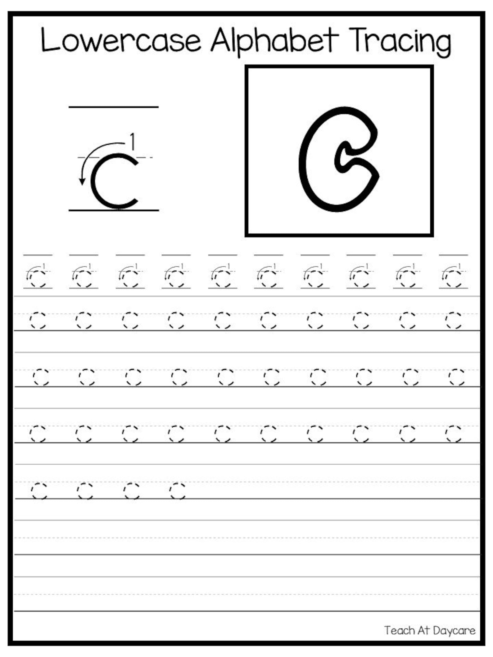 26 Printable Lowercase Alphabet Tracing Worksheets. Preschool ...