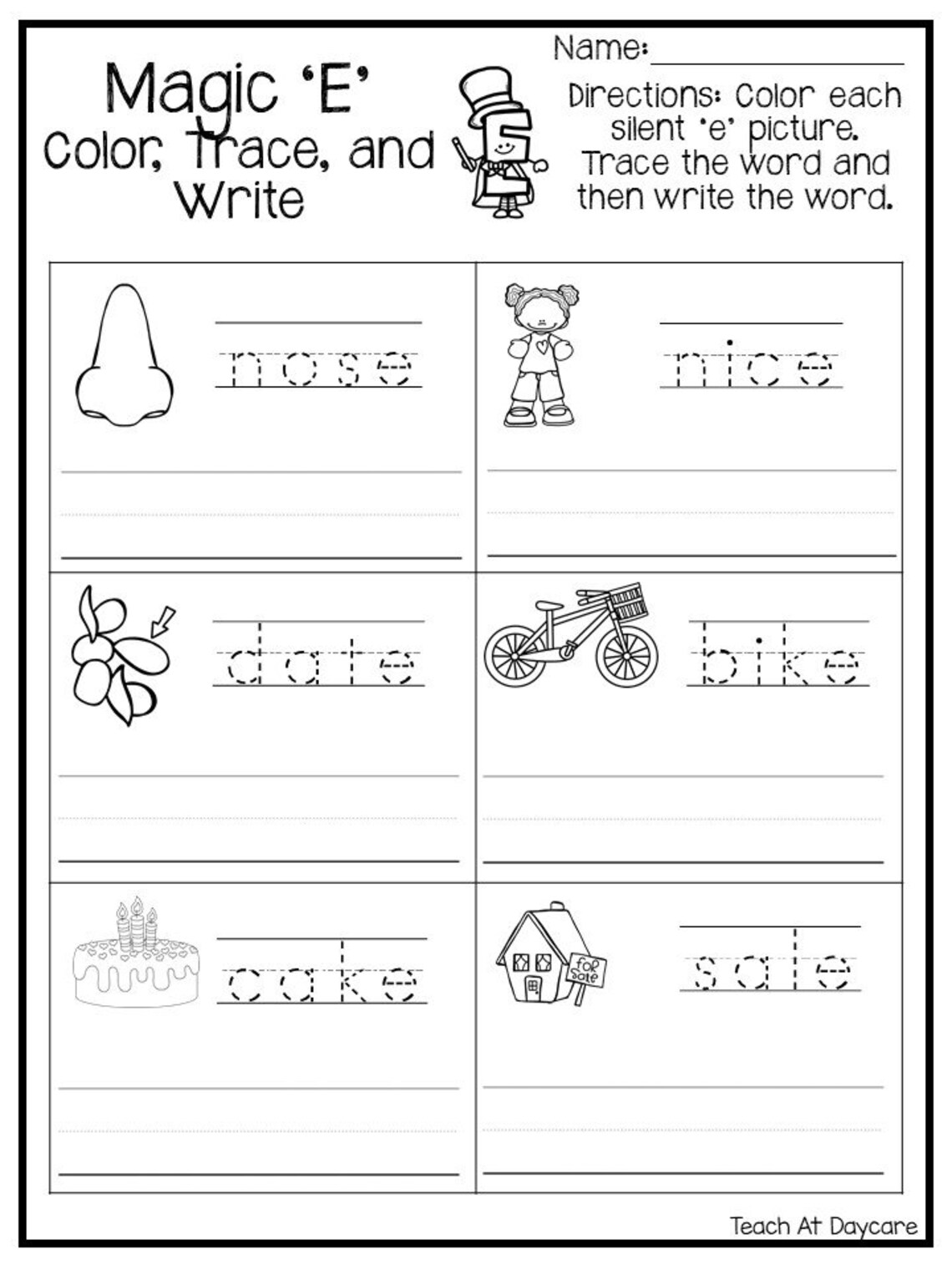 10 Printable Silent E Worksheets 1st 2nd Grade ELA Etsy