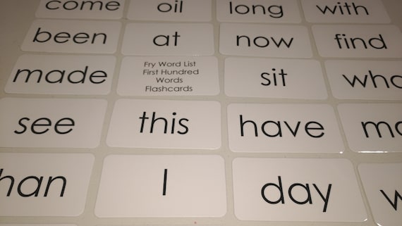 100 Laminated Fry First Hundred Reading Sight Word High Etsy