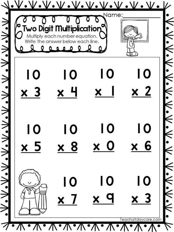 15 printable two digit multiplication worksheets numbers etsy new zealand