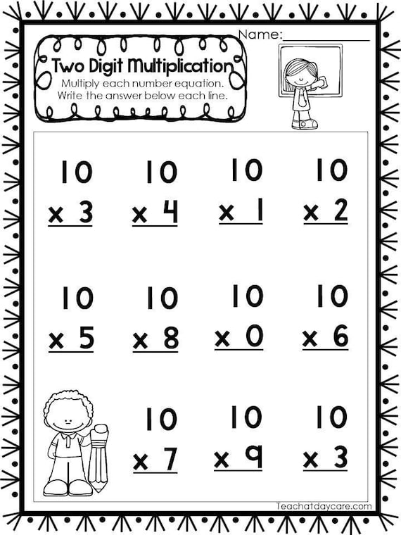 15 printable two digit multiplication worksheets numbers etsy new zealand