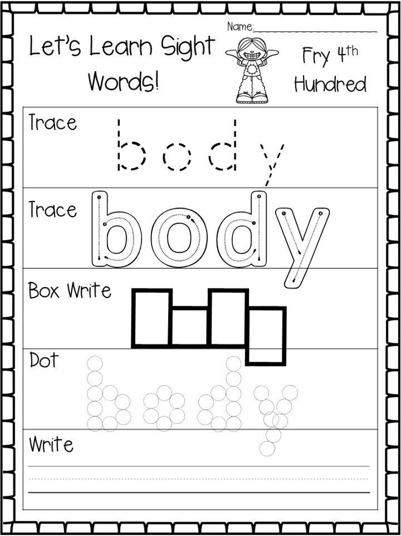 100 Printable Let's Learn Fry 4th Hundred Sight Words Worksheets. 4th ...