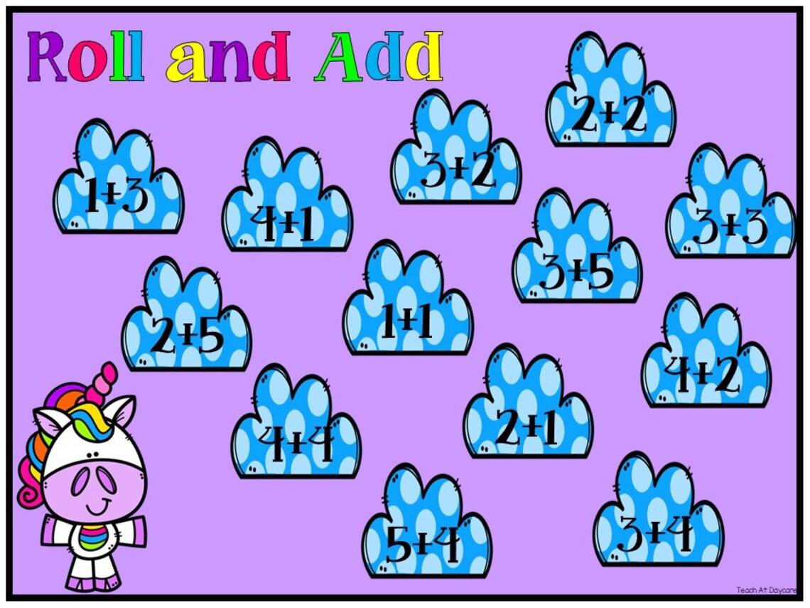 10 Printable Unicorn Themed Kindergarten Math Center Games and ...