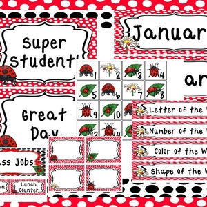 Ladybugs themed Printable Classroom Accessories and Decor Bulletin Board Sets Download