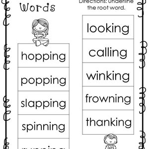 10 Printable Root Words Worksheets. 1st-3rd Grade ELA Worksheets. - Etsy