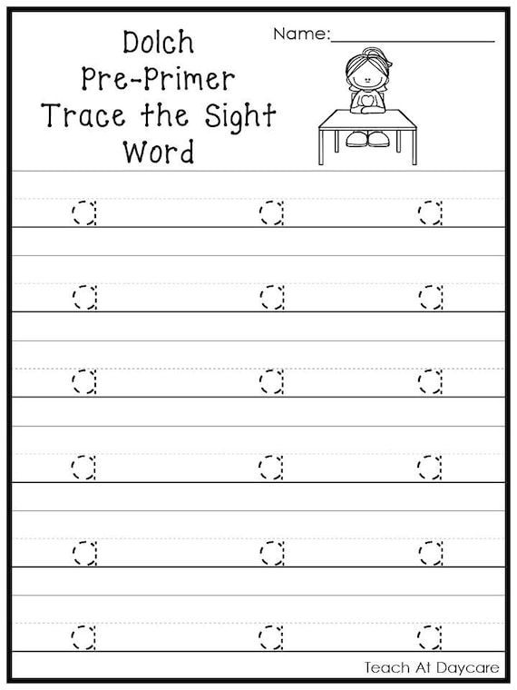40 printable dolch pre primer trace the sight word worksheets etsy israel