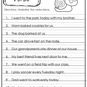 Identifying Subject, Predicates, and Verbs in a Sentence Worksheets. image 2