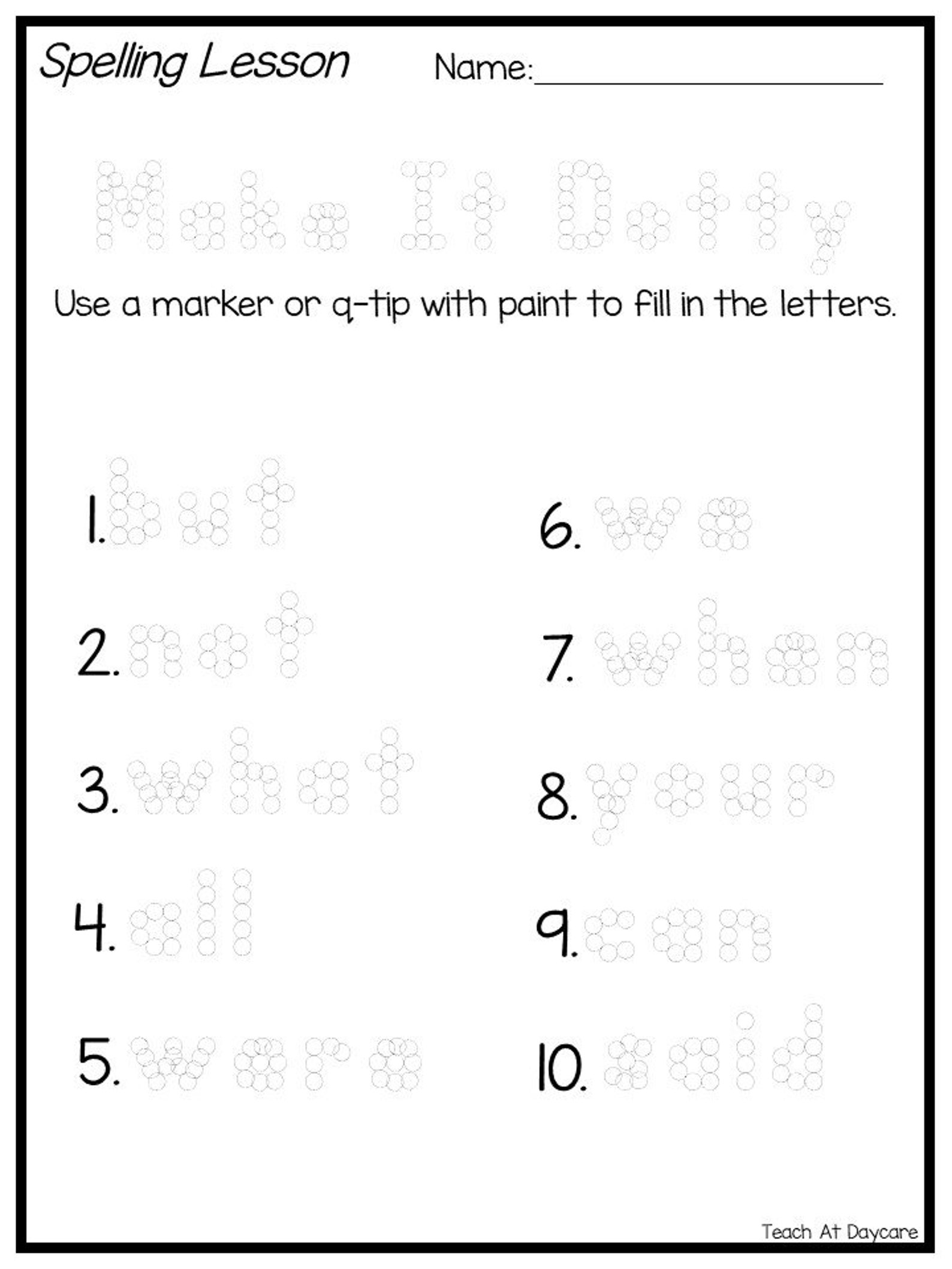 Fry First Hundred Words 31-40 Single Week Spelling Unit. Trace, Box ...
