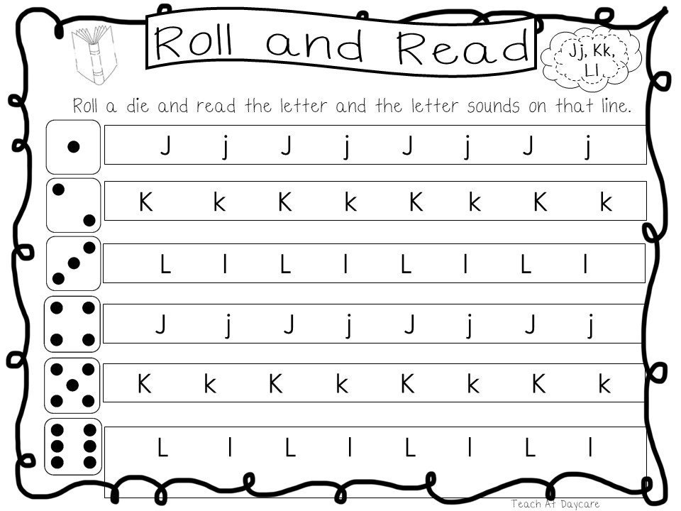 Read Letters Roksheets 13 Roll and Read Letter Sounds Worksheets. Preschool-1st Grade Phonics ...