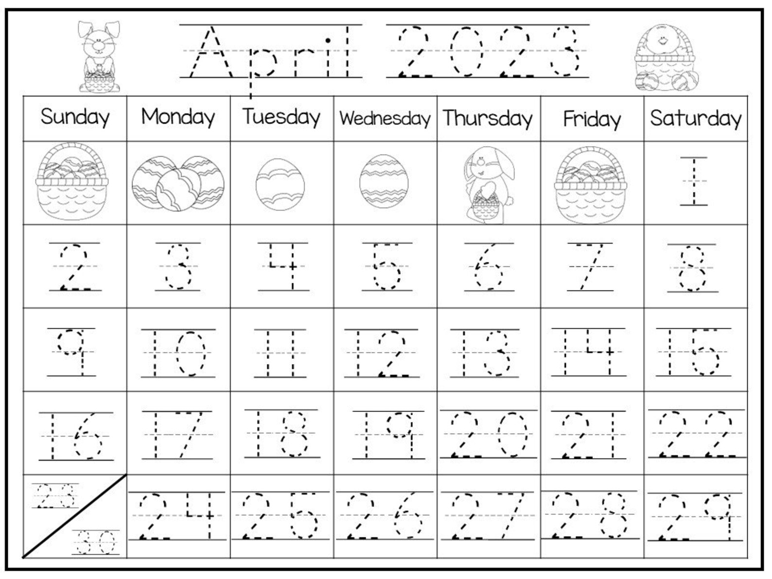 30 Tracing and Blank Themed 2023 Calendars. Preschool - Etsy