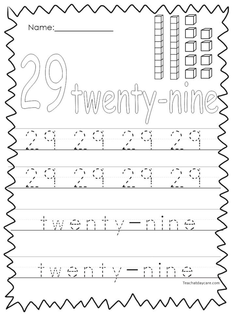 10 printable numbers 21 30 tracing worksheets etsy