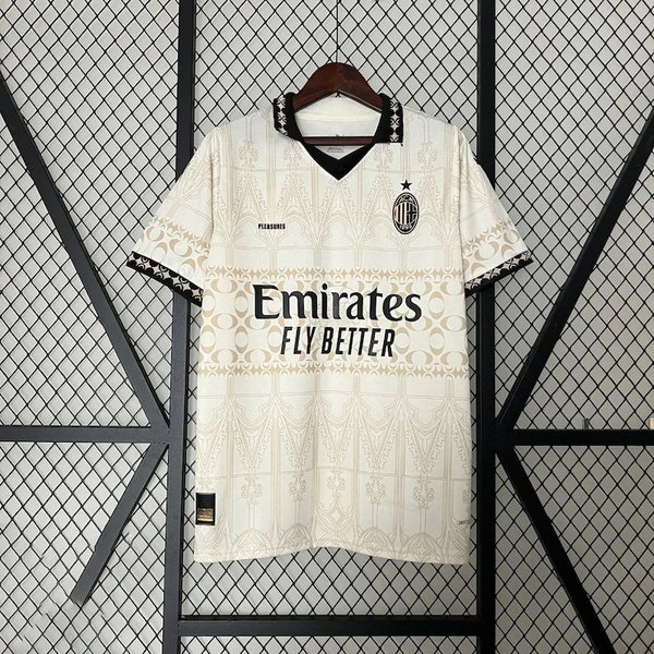 Retro AC Milan Beige Soccer Jersey: Trikot Gift for Men, Limited Edition Soccer Jersey Beige soccer jersey for AC Milan