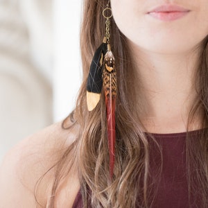 Longues boucles d'oreilles bohèmes pendantes en forme de chaîne, bijoux uniques faits main pour homme brûlant, déclaration tribale boho hippie pendante, cadeau meilleur ami,